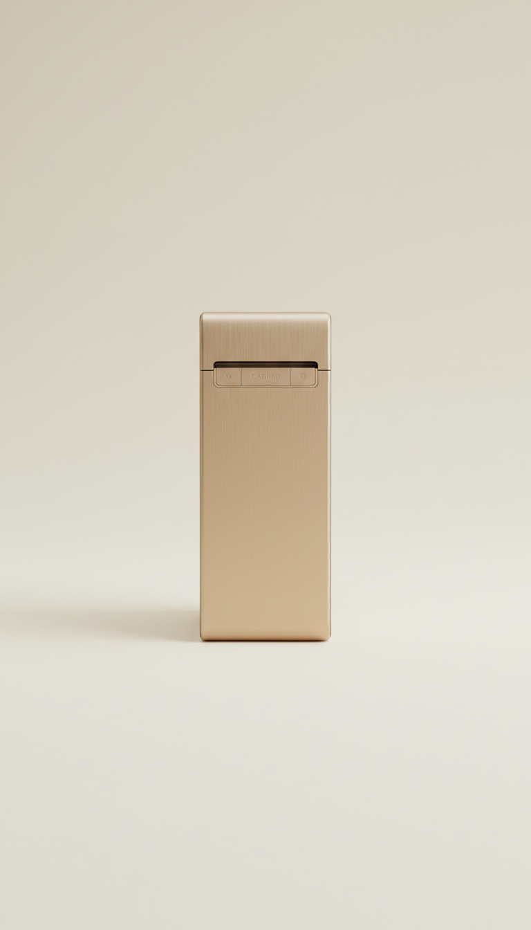 Custom label printer in brushed almond