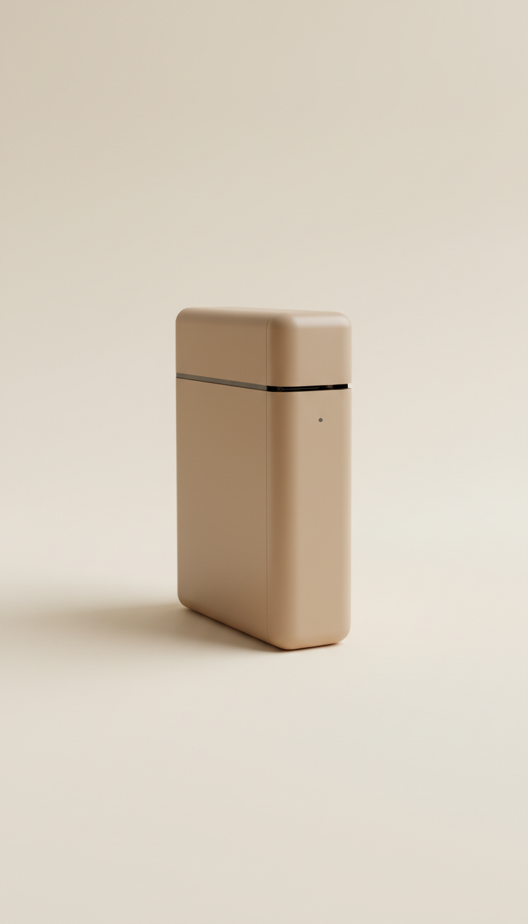 Sticker printer in warm taupe finish